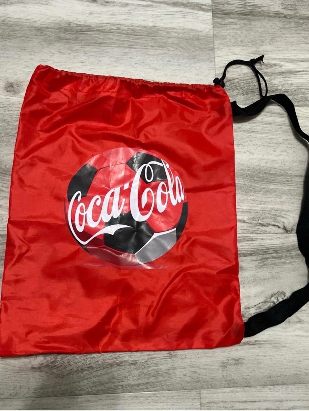 Coca Cola Red Drawstring Sports Backpack with Black Logo Accent